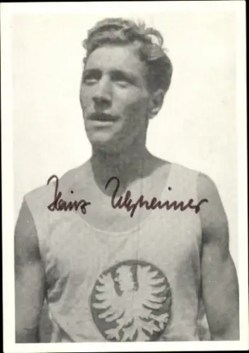 Autogrammkarte Leichtathlet Heinz Ulzheimer, Portrait, Autogramm