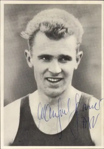 Autogrammkarte Leichtathlet Manfred Germar, Portrait, Autogramm