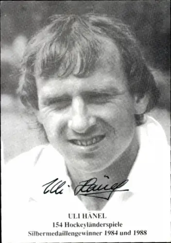 Autogrammkarte Hockeyspieler Uli Hänel, Autogramm