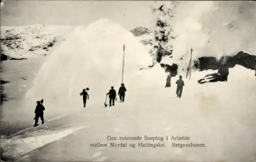 Ak Norwegen, Den roterende Sneplog in Arbeide mellem Myrdal og Hallingskei