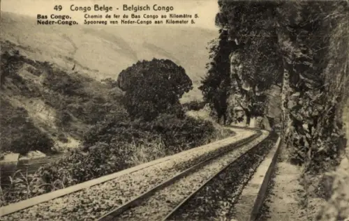 Ganzsachen Ak DR Kongo Zaire, Congo Belge, Chemin de fer du Bas Congo