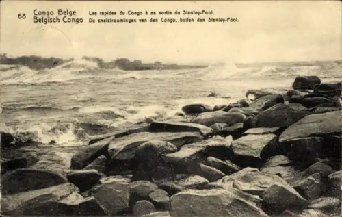 Ganzsachen Ak DR Kongo Zaire, The Congo Rapids bei seinem Ausgang aus dem Stanley Pool