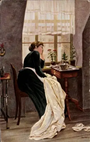 Künstler Ak Hering, A., In Gedanken