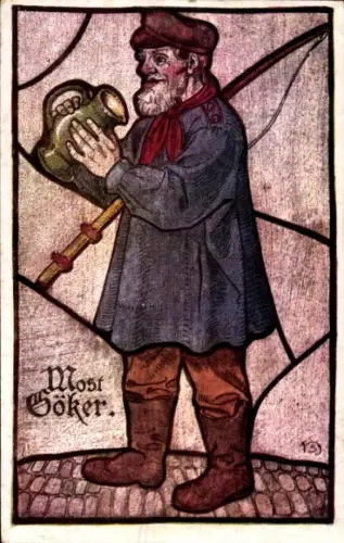Künstler Ak Schieftl, H., Most Göker, Mann mit Krug