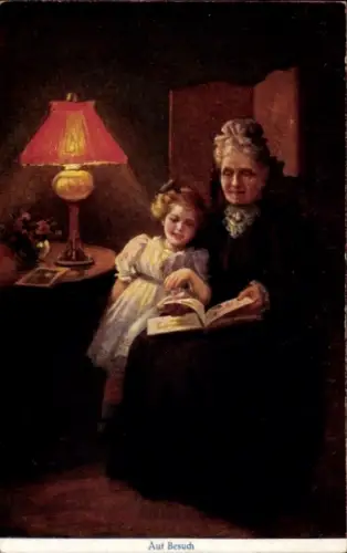 Künstler Ak Großmutters Liebling, Auf Besuch
