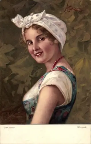 Künstler Ak Süss, Josef, Reserl, Frau, Portrait
