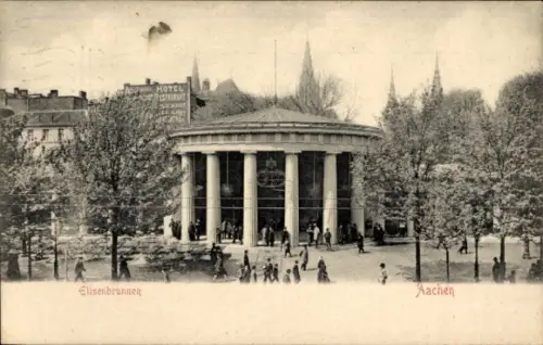 Ak Aachen, Elisenbrunnen, Hotel, Restaurant,  Menschen, Bäume
