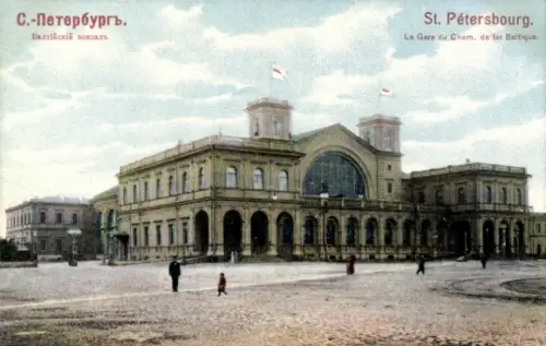 CPA Saint-Pétersbourg Russie, La Gare du Chemin de fer Baltique