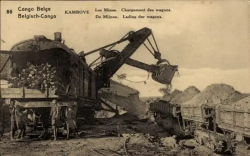 Ganzsachen Ak Kambove Kongo Belge DR Kongo Zaire, les Mines, Chargement des Wagons