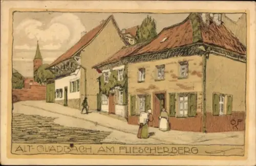 Künstler Ak Alt Gladbach Langenfeld im Rheinland, am Fliescherberg