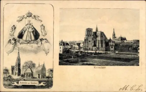 Ak Kevelaer am Niederrhein, Andenken an  Stadtansicht, Kirche, M.C.L.
