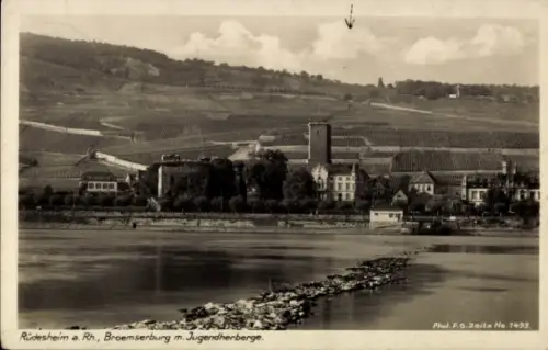 Ak Rüdesheim am Rhein, Rüdesheim am Rhein, Broemserburg, Jugendherberge, Weinberge