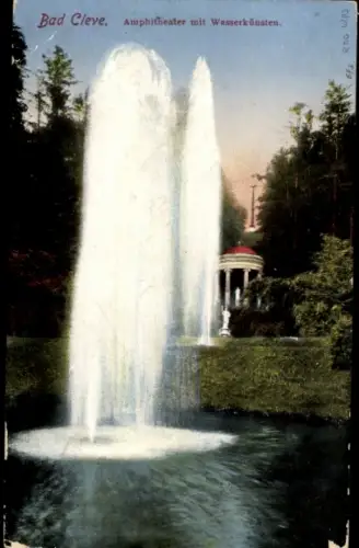 Ak Bad Cleve Kleve am Niederrhein, Brunnen, Amphitheater, Wasserfontänen