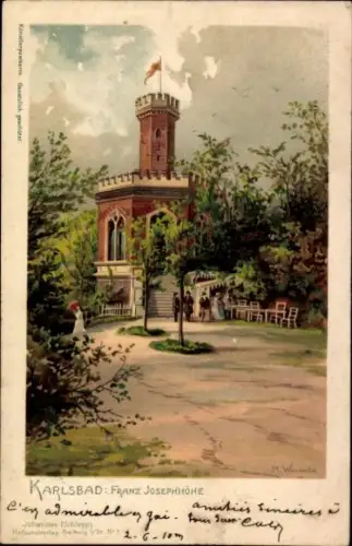 Künstler Ak Karlovy Vary Karlsbad Stadt, Franz Joseph Höhe