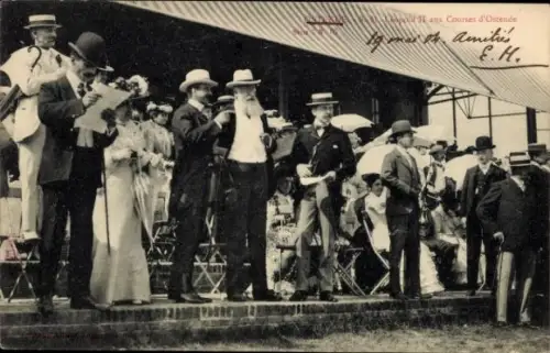 Ak Oostende Ostende Westflandern, S. M. Leopold II aux Courses d'Ostende