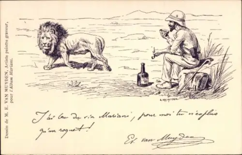 Künstler Ak Van Muyden, Mariani, Jäger, Löwe