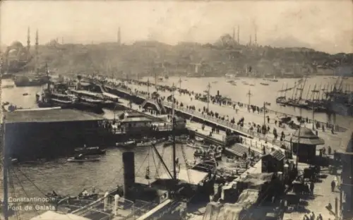 Ak Konstantinopel Istanbul Türkei, Galata Brücke