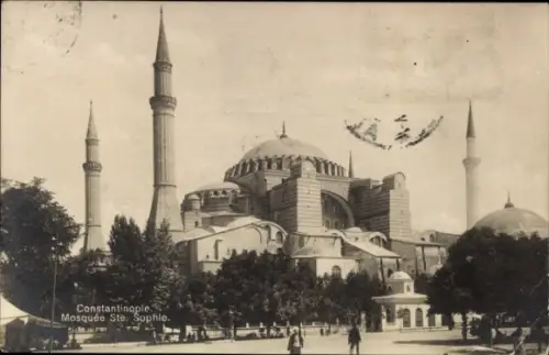 Ak Konstantinopel Istanbul Türkei, Moschee, Minarette, Bäume,  aus Konstantinopel