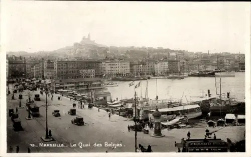 Ak Marseille Bouches du Rhône,  Le Quai des Belges, Hafenansicht, Schiffe, Stadtansicht