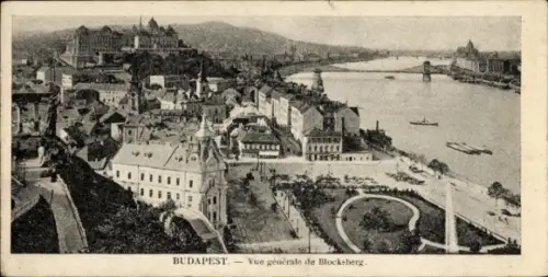 Ak Budapest Ungarn, Blick auf  Fluss, Gebäude, Blocksberg