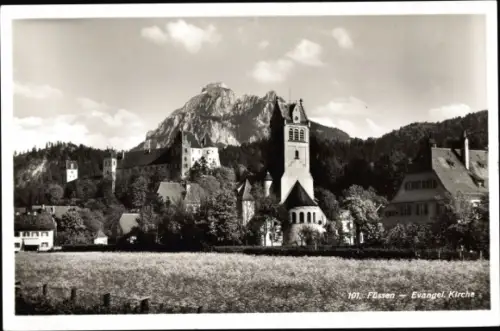 Ak Füssen am Lech im Ostallgäu, Evangelische Kirche