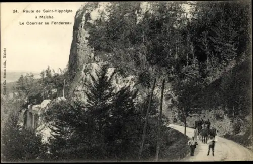 Ak Saint Hippolyte Doubs, Route a Maiche, Le Courrier au Fondereau
