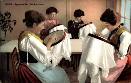 Ak Schweiz, Appenzeller Stickerinnen, Frauen in Trachten