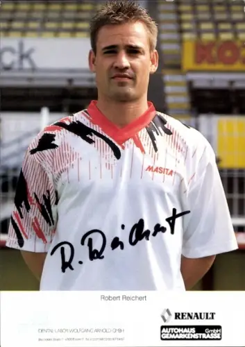 Autogrammkarte Fußballer Robert Reichert, Rot Weiss Essen, Autogramm