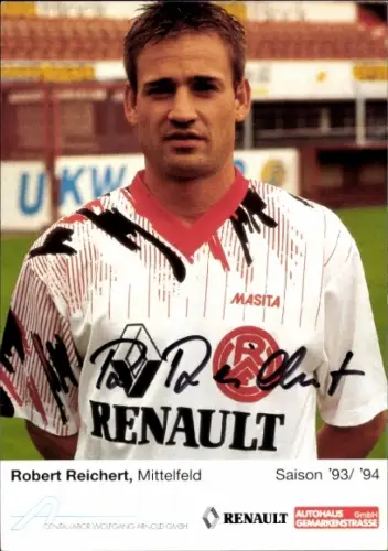 Autogrammkarte Fußballer Robert Reichert, Rot Weiss Essen, Autogramm