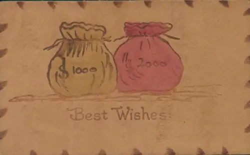 Leder Handgemalt Künstler Best Wishes, Beutel mit Geld