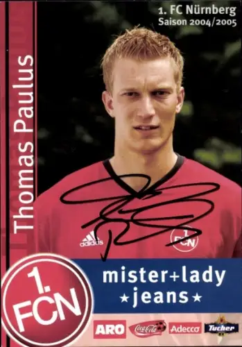 Autogrammkarte Fußballer Thomas Paulus, 1. FC Nürnberg, Autogramm