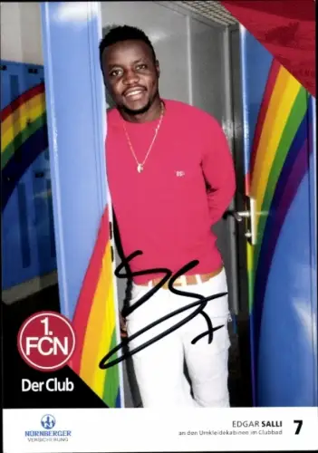 Autogrammkarte Fußballer Edgar Salli, 1. FC Nürnberg, Autogramm