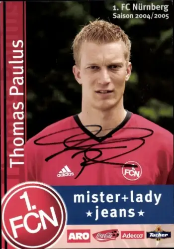 Autogrammkarte Fußballer Thomas Paulus, 1. FC Nürnberg, Autogramm