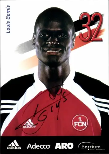 Autogrammkarte Fußballer Louis Gomis, 1. FC Nürnberg, Autogramm