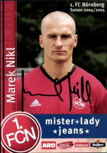 Autogrammkarte Fußballer Marek Nikl, 1. FC Nürnberg, Autogramm