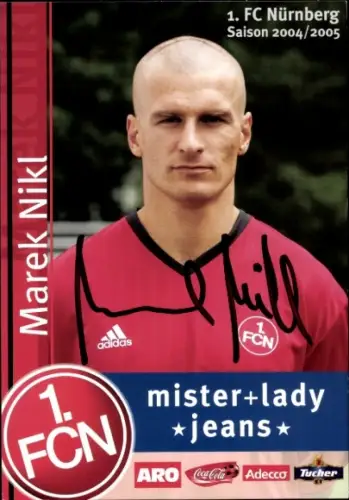 Autogrammkarte Fußballer Marek Nikl, 1. FC Nürnberg, Autogramm