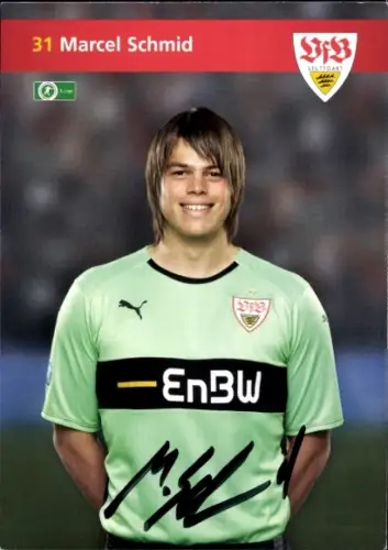 Autogrammkarte Fußballer Marcel Schmid, VfB Stuttgart, Autogramm