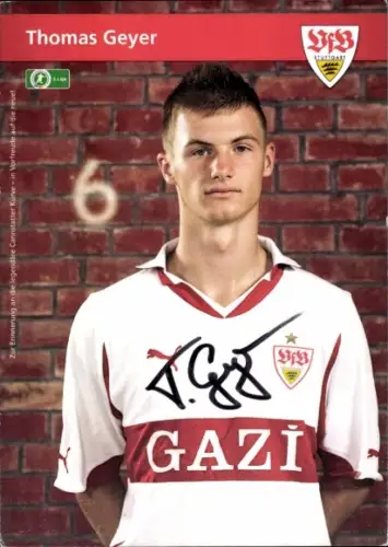Autogrammkarte Fußballer Thomas Geyer, VfB Stuttgart, Autogramm