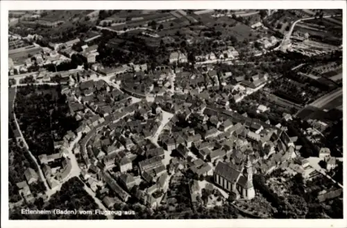 Ak Ettenheim in Baden, Luftaufnahme von  Baden, Beschriftung: Ettenheim (Baden) vom Flugzeug aus