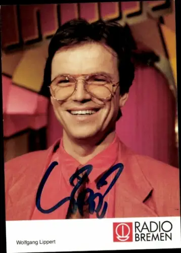 Autogrammkarte Moderator Wolfgang Lippert, Portrait, Autogramm