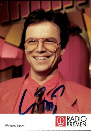 Autogrammkarte Moderator Wolfgang Lippert, Portrait, Autogramm