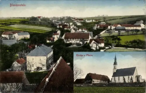 Ak Blankenstein Wilsdruff Sachsen, Gesamtansicht, Kirche, Pfarre