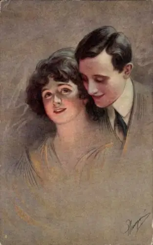 Künstler Ak Liebespaar, Portrait