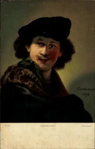 Künstler Ak Rembrandt, Selbstportrait