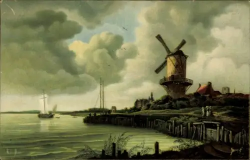 Künstler Ak van Ruisdael, Jacob, Windmühle am Wasser