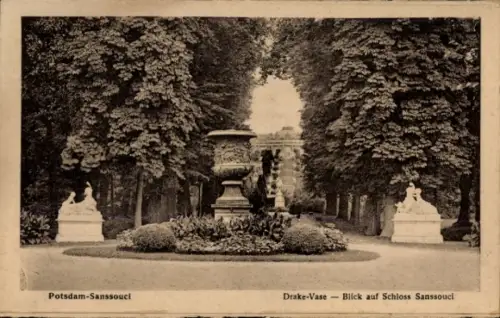 Ak Potsdam Sanssouci, Drake Vase, Schloss