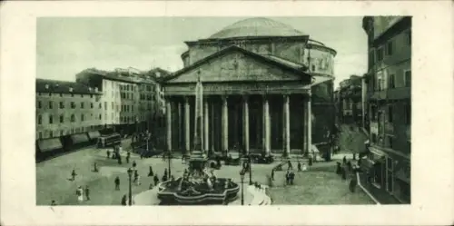 Ak Roma Rom Lazio, Pantheon, Menschenmenge, Brunnen,  Architektur