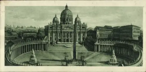 Ak Vatikan Rom Lazio, St. Peter's Basilica, römische Architektur, Säulen, Platz,  Darstellung