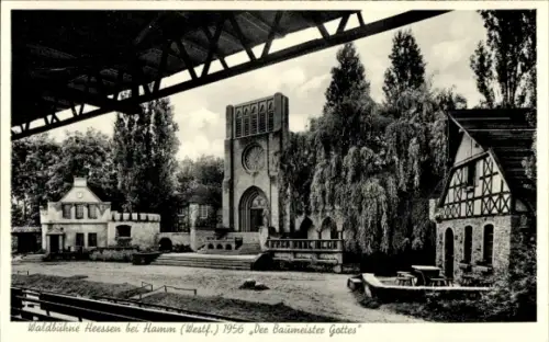 Ak Heessen Hamm in Westfalen, Jugendburg Oberwerries, Waldbühne, Bäume, Gebäude, 1956, "Der Baume