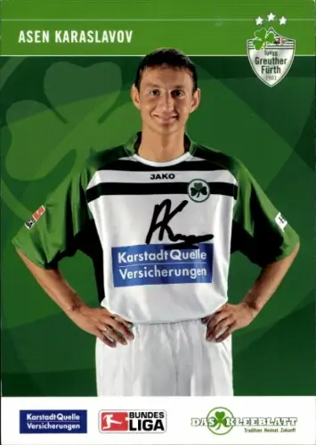 Autogrammkarte Fußballer Asen Karaslavov, SpVgg Greuther Fürth, Autogramm
